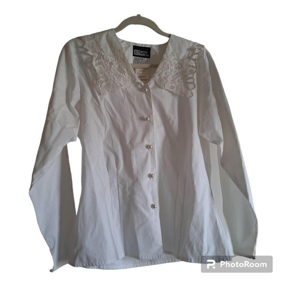 Vtg Carry Back Ltd. Lace Peter Pan Collar Blouse
